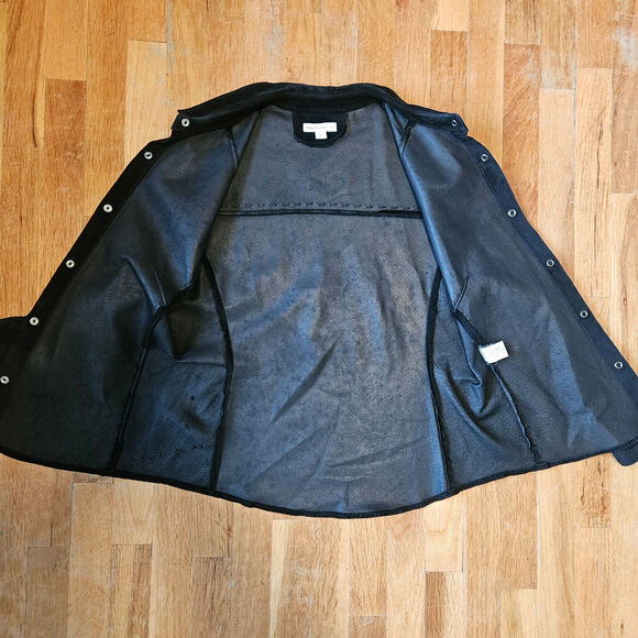 New Frontier Black Suede Western Moto Shirt Jacket‎ Size 12 Snap Front - Picture 13 of 16